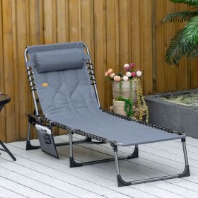 Padded Folding Chaise Lounge Chair (Option: Grey-770x140x620 mm)