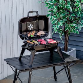 14" Portable Charcoal Grill (Option: Black-525x390x190 mm)
